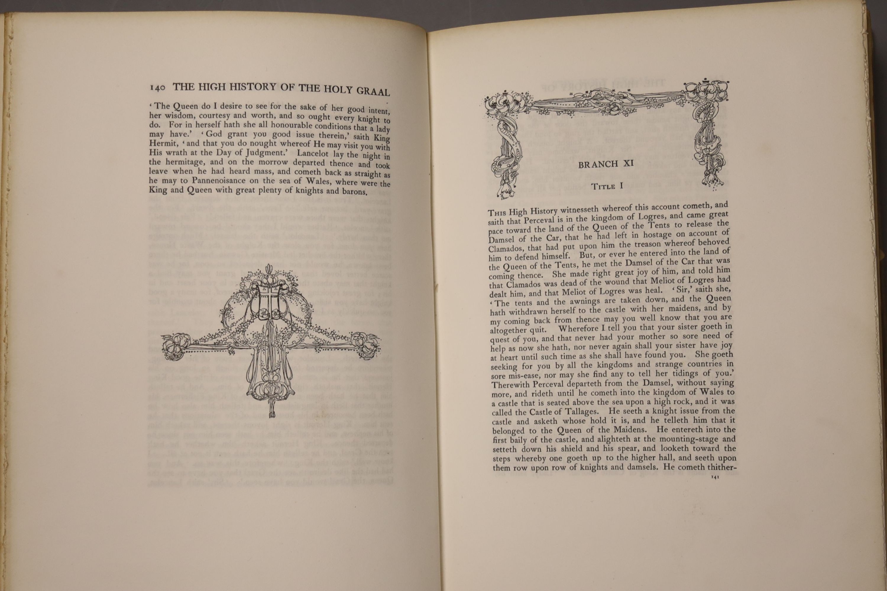 Evans (Sebastian), The High History of the Holy Grail, illustrated by Jessie King, pictorial vellum, number 14 of the English edition, Dent [1903] and The Rubiayat of Omar Khayyam